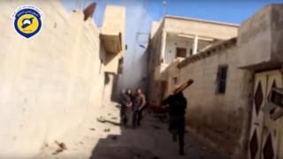 Video published by the Syrian Civil Defence showing emergency worker Mohammed Walid al-Ghorani rushing towards scene of air strike in Deir al-Asafir, shortly before his death (31 March 2016)
