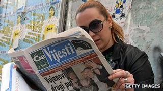 Newspaper reader in Montenegro