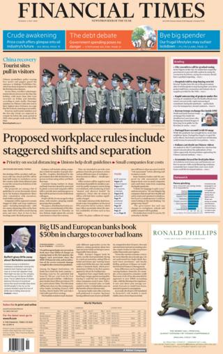 Financial Times front page, 4/5/20
