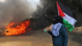 Palestinian protester in Gaza