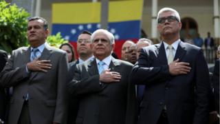 Julio César Reyes, Omar Barboza y Alfonso Marquina.