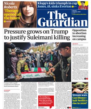 Guardian front page 6 January 2020