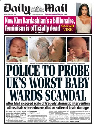 Daily Mail front page 01.07.20