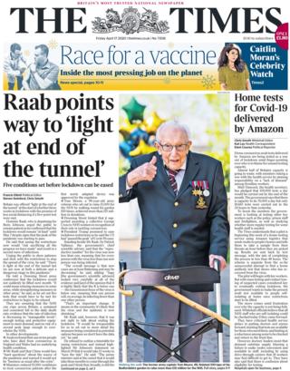 The Times front page, 17/4/20