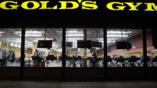 People work out at a Gold’s Gym in Washington, DC.