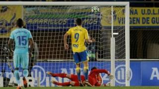 Jonathan Calleri lokacin da ya ci Barcelona da fanareti