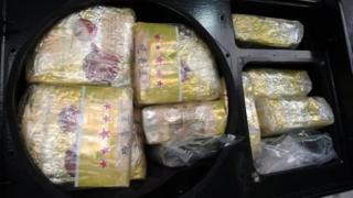 The vacuum-packed packages of the drugs inside the stereo speakers