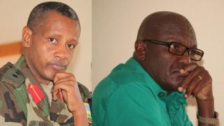 Col Tom Byabagamba (ibumoso) na muramu we bareganwa Gen Frank Rusagara (iburyo)