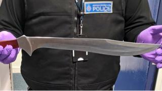 The 15in machete found by police