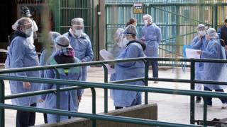 Health workers carry out coronavirus tests in Argentina