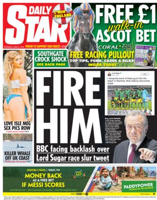 Daily Star front page - 21/06/18