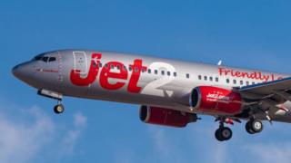 A Jet2 aeroplane landing in Tenerife, Spain