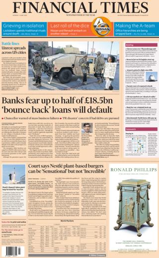 The Financial Times front page 1 June