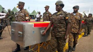 Miili ya wanajeshi wa uganda yawasili nyumbani