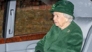 The Queen leaving church on Sunday 22 December