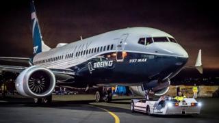 A Boeing 737 Max being towed