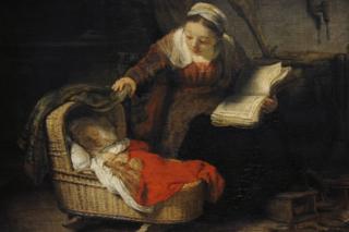 Hollandalı ressam Rembrant'ın St. Petersburg'daki Ermitaj müzesinde sergilenen "Meleklerle Birlikte Kutsal Aile" resminden bir kesit