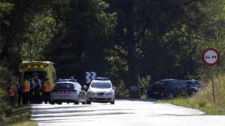 Roadblock near the scene of the operation carried out by police on 21 August following the previous week's Barcelona van attack,