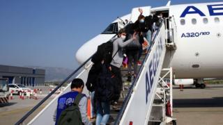 The children were moved from overcrowded camps on the Aegean islands