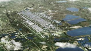 Artist's impression of Heathrow airport with a new runway