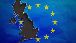 Изображение флага ЕС с вырванной из него формой Великобритании