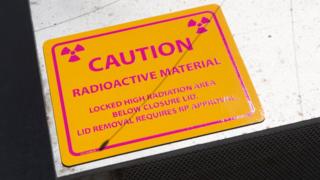 A radiation warning sign in California