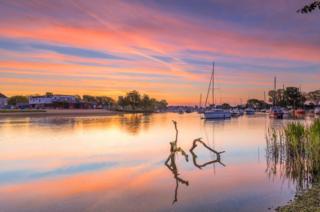 Sunset over a river