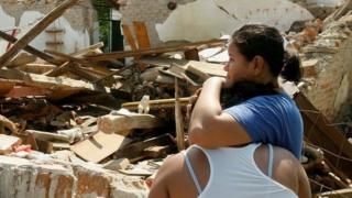 Casa destruida en Unión Hidalgo.