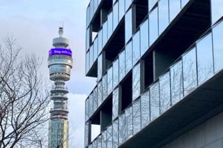 The BT Tower displayed a message saying "Stay Safe in these Unprecedented Times".