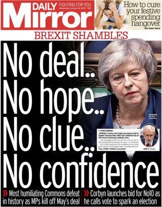 Newspaper Headlines: Theresa May's 'historic' Brexit Vote Defeat - BBC News