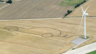 Image of electric car in field