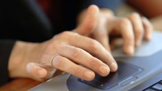 woman using a laptop