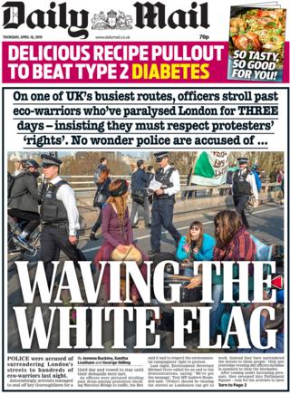 Newspaper headlines: Climate protests 'cause chaos' - BBC News