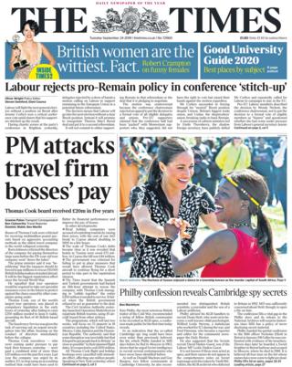 The Times front page 24/09/19