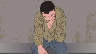 Un dibujo de un hombre sentado