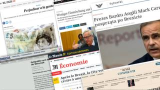 Composite image shows European newspaper articles on Brexit