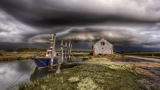 Weather 'super cell' builds over Thornham Staithe