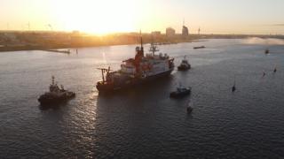 RV Polarstern returns to the port city Bremerhaven early on Monday
