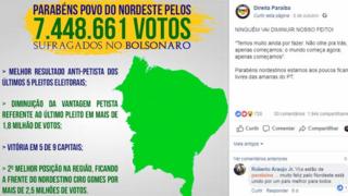 Publicação em página de apoio a Bolsonaro