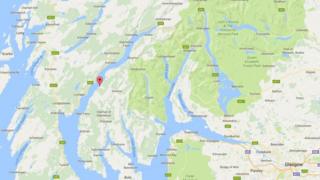 Map of area around Lephinmore in Argyll and Bute