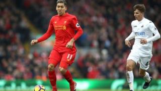 Roberto Firmino na Liverpool a wasansu da Swansea City