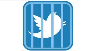 Twitter users circulating the logo of twitter behind bars