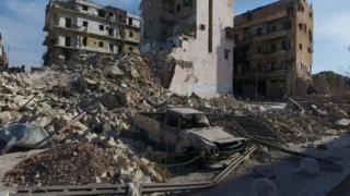 Bomb damage in Aleppo