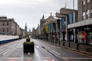 Aberdeen was deserted on Wednesday evening as restrictions kicked in