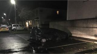 Scene of burned car