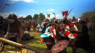Recreation of Viking battle
