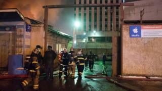 Scene of fire in eastern Moscow on 30 January 2016