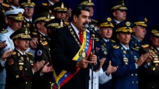 Maduro, presidente da Venezuela, em discurso durante ato militar