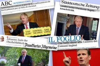 Composite image of several European front pages