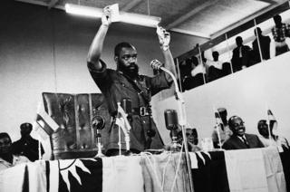 Lieutenant Colonel Okumegwu Ojukwu Eastern Nigeria's military Governor and chief of secessionist state of Biafra on war against the federal state of Nigeria, addressing a speech to Biafra parliament on July 16, 1967 in Biafra, Nigeria.